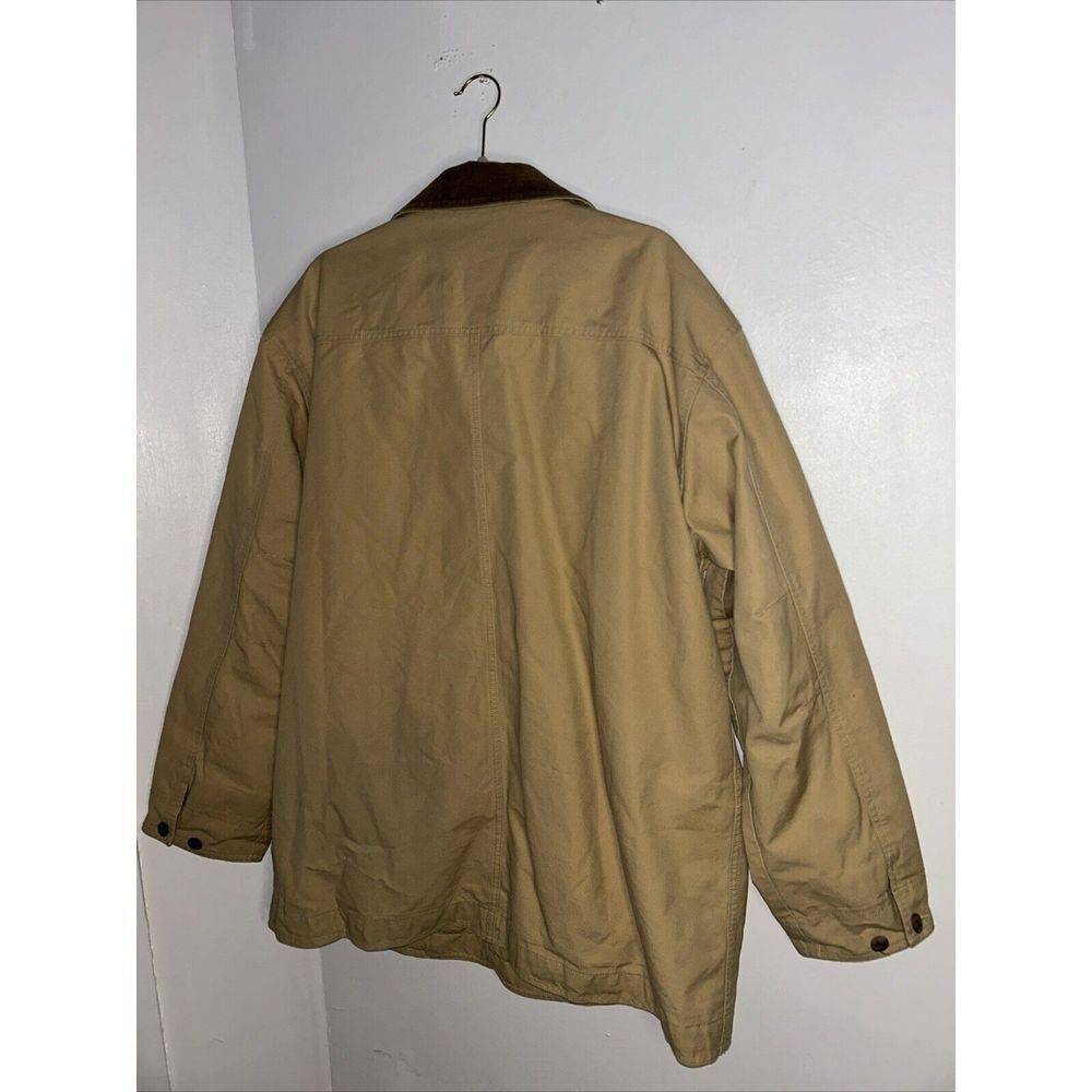 L.L.Bean Classic Barn Coat Khaki Cotton Canvas Corduroy Collar Field Jacket - Picture 6 of 8